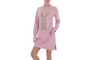 Sweat jurk strass steentjes roze L/XL