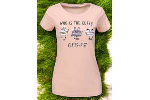 T-shirt strak getailleerd cutest pie abrikoos XL