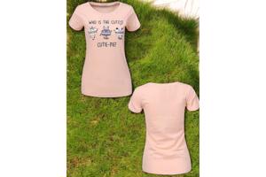 T-shirt strak getailleerd cutest pie abrikoos XL