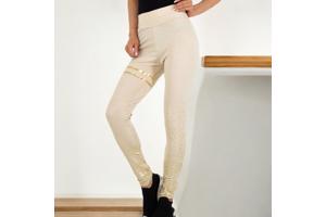 Holala stretchy legging creme goud glitter S/M