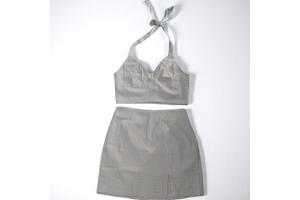 2 delige zomer set rok + top geruit groen L