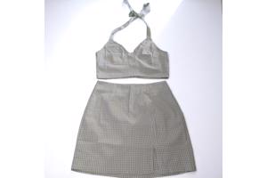 2 delige zomer set rok + top geruit groen L
