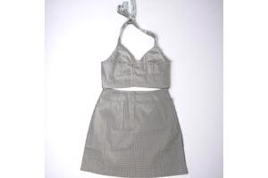 2 delige zomer set rok + top geruit groen L