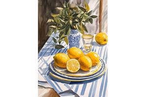 nr 113 Diamond Painting tafel met citroenen 50x40cm (rond)