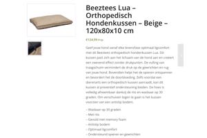 Beeztees Lua – Orthopedisch Hondenkussen – Beige – 120x80x10
