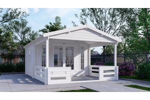 NIEUW Blokhut 3830L met overkapping.