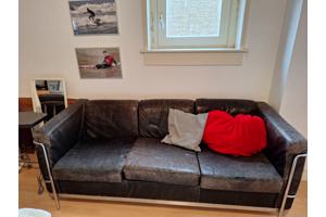 Leren Bank en fauteuil le Corbusier