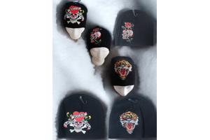 set van 3x glitter skull mutsen