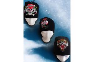 set van 3x glitter skull mutsen