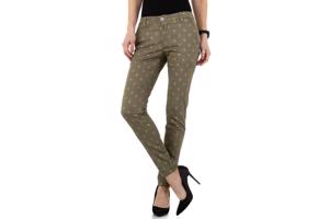 Place du Jour bedrukte broek met gouden cactus opdruk khaki