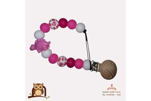 nr 30 noekies speenkoord dino panterprint roze wit