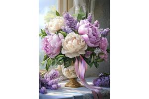 50x40cm Diamond Painting bloemen in vaas (vierkant) nr 54