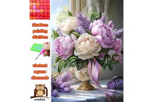 50x40cm Diamond Painting bloemen in vaas (vierkant) nr 54