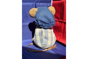 Aparte jute muis knuffel met blauwe kleding OUD Juten