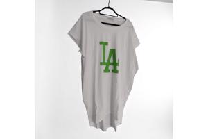 Shirt jurk LA wit groen one size