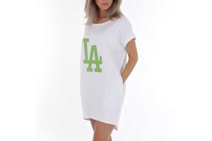 Shirt jurk LA wit groen one size