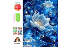 nr 26 Diamond Painting bloemen blauw 50x40cm (vierkant)