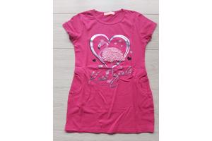 Seagull T-shirt flamingo in hart glitter pink 146/152
