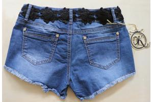 Jeans short met kanten details, blauw maat 34 of 38 (nieuw)