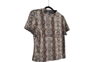 Shirt stretchy slangenprint cr&#xE8;me bruin M