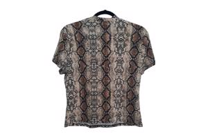 Shirt stretchy slangenprint cr&#xE8;me bruin M