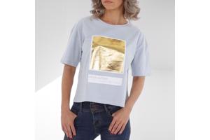 Glo-Story t-shirt Shine all day lichtblauw XL/42