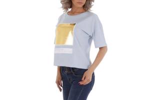 Glo-Story t-shirt Shine all day lichtblauw XL/42