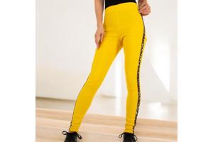 Fashion stevige legging panterprint geel S/M