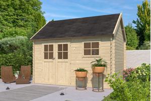 Type constructie: blokhut met winddichte 3D hoekverbinding A