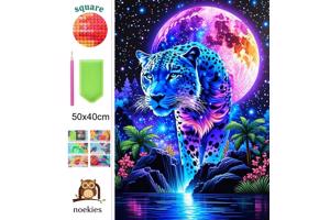 nr 10 Diamond Painting panter 50x40cm (vierkant)