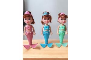 set van 3x Mermaid zeemeermin poppen 18cm