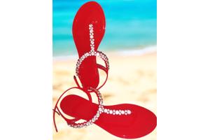 Teenslippers rood met strass steentjes 37