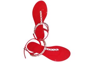 Teenslippers rood met strass steentjes 37