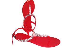 Teenslippers rood met strass steentjes 37