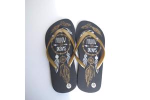 Teenslipper zwart goud met strass steentjes 32