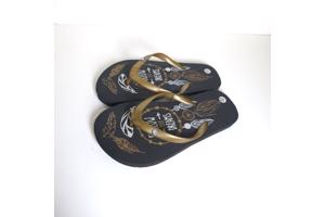 Teenslipper zwart goud met strass steentjes 32