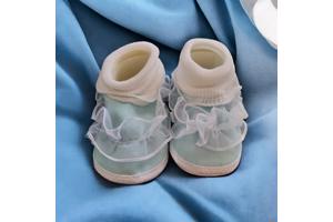 Junior Joy Babysloffen Newborn Lichtblauw/wit Met Kant