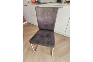 4 bruine microleder eettafelstoelen