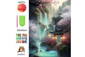 nr 9 Diamond Painting watervallen 50x40cm (vierkant)