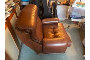 Bruin leren fauteuil / stoel