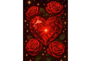 nr 13 Diamond Painting hart rozen 50x40cm (vierkant)