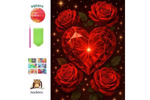 nr 13 Diamond Painting hart rozen 50x40cm (vierkant)