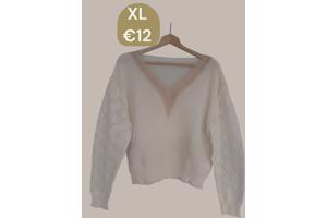 V hals trui creme beige XL