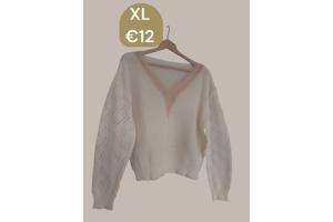 V hals trui creme beige XL