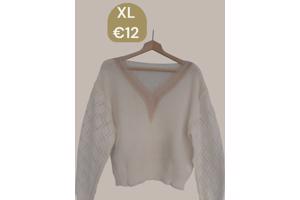 V hals trui creme beige XL