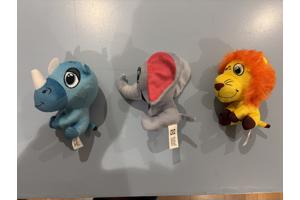 Lidl safari mini’s 3 knuffels neushoorn leeuw  olifant