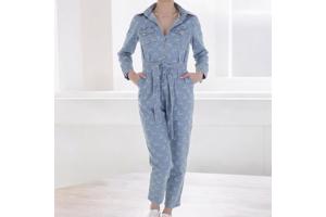 White Icy spijker jumpsuit maantjes blauw M