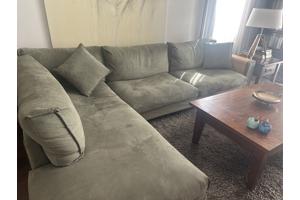 Olijfgroene loungebank voor binnen
