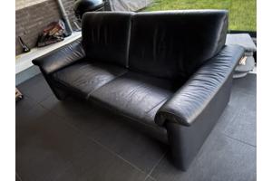 Prachtige zwart leren bank