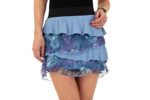 Metrofive mini rok met laagjes van kant blauw L/XL